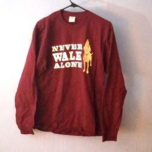Dog walker long sleeve never walk alone graphic heavy shirt mint L